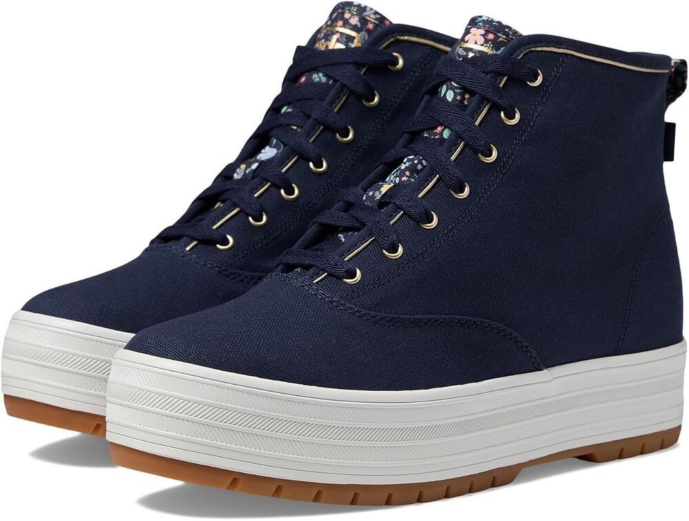 NIB Keds x Rifle Paper Co. The Platform Mid Lug Bramble Navy Size 7.5